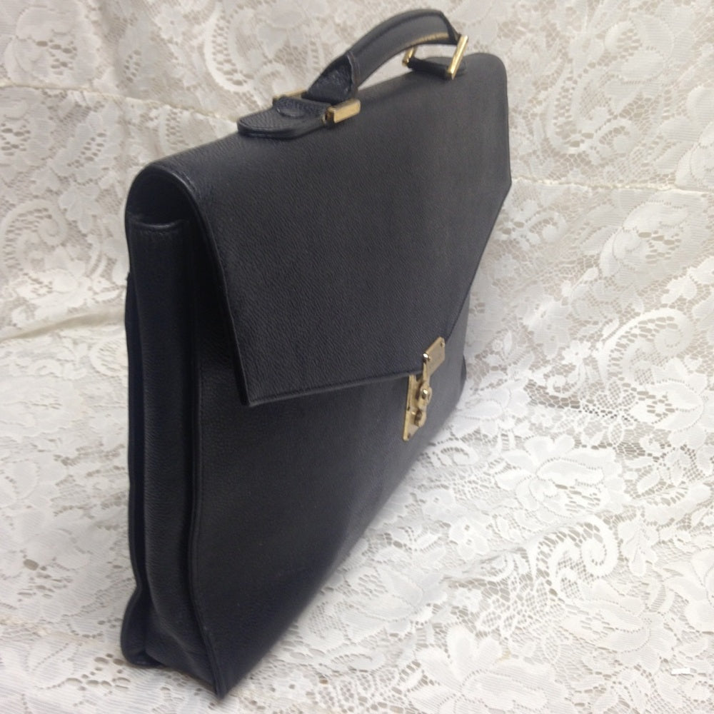 Authentic, Chanel Uni-sex Black Leather Briefcase
