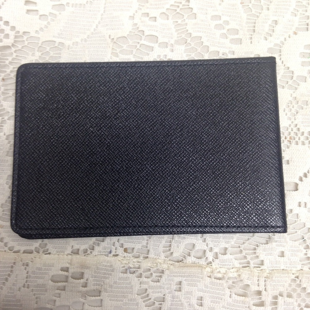 L. Vuitton Black Taiga Leather ID-Credit Card Case