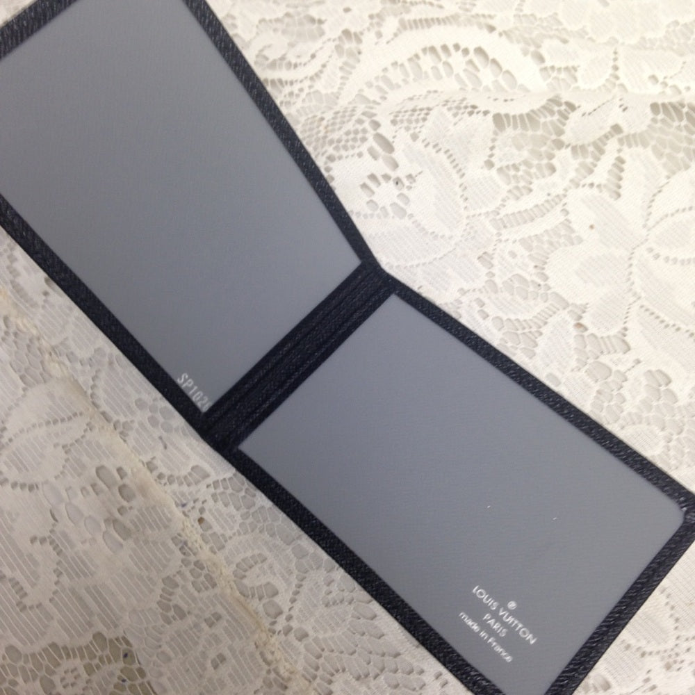 L. Vuitton Black Taiga Leather ID-Credit Card Case