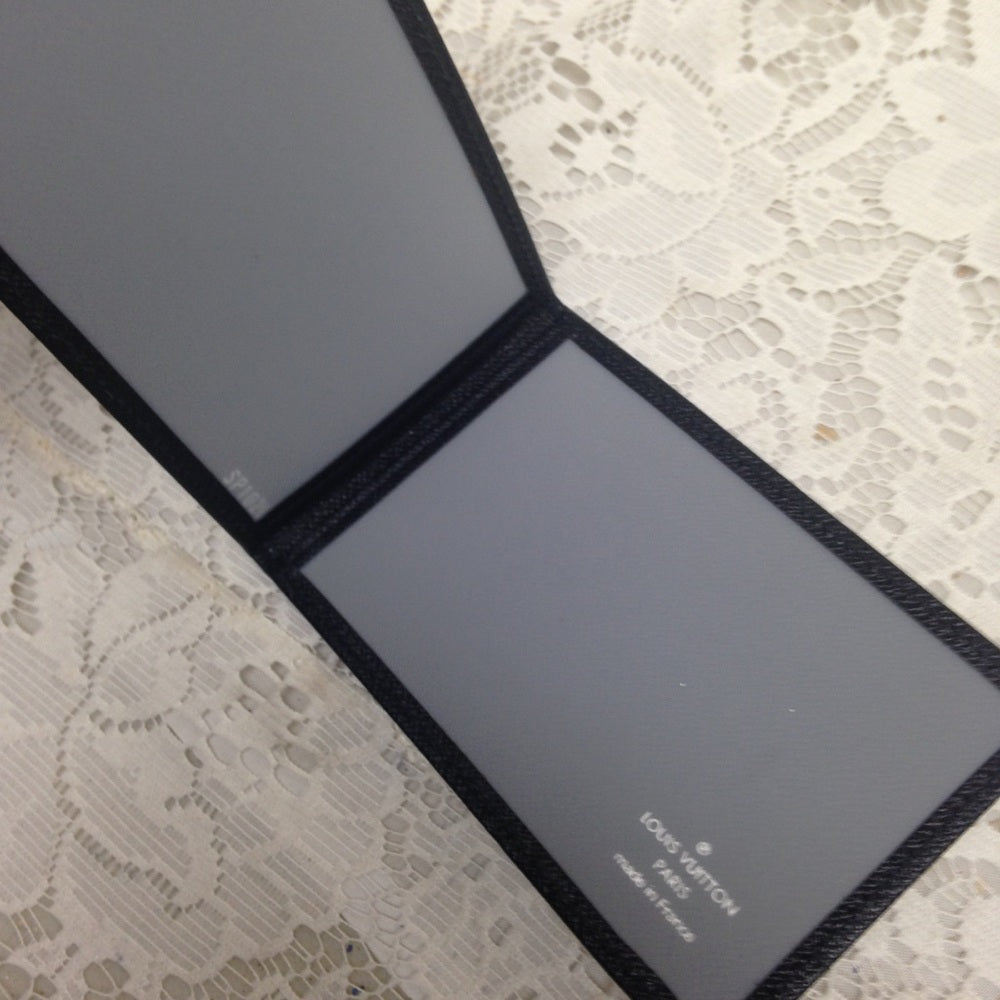 L. Vuitton Black Taiga Leather ID-Credit Card Case