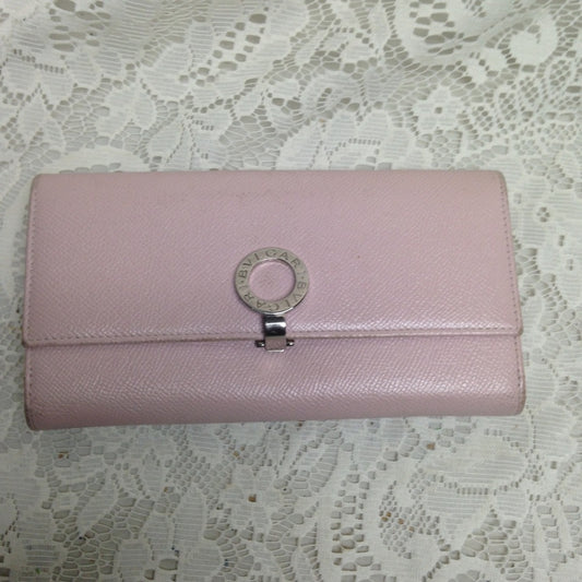Bulgari Pink Leather Bifold Long Wallet
