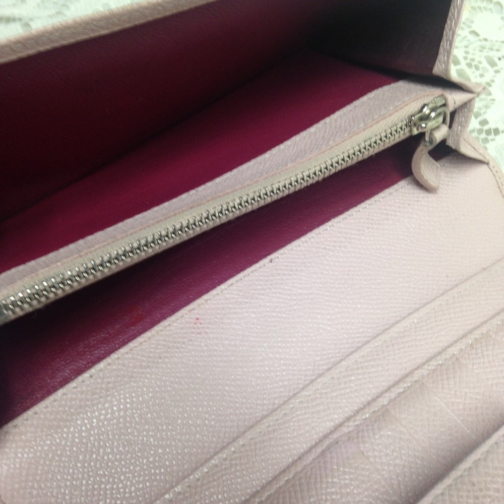 Bulgari Pink Leather Bifold Long Wallet