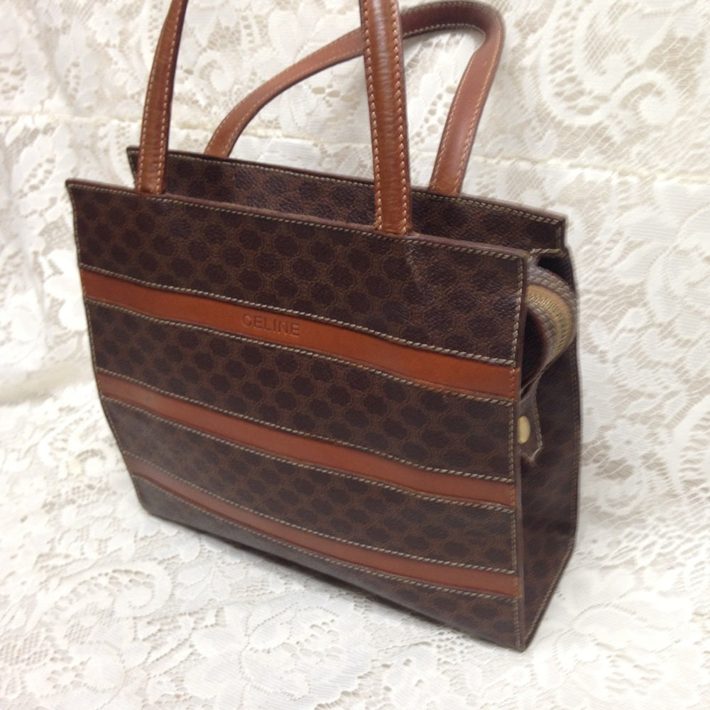 Celine Brown Macadam Handbag 10in x 9in x 3in