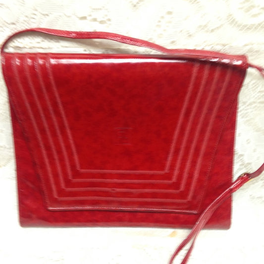 Fendi Red Patent Leather Clutch-Crossbody