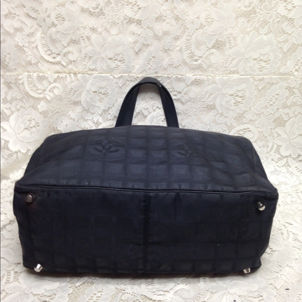Chanel Travel Line Black Nylon MM Tote