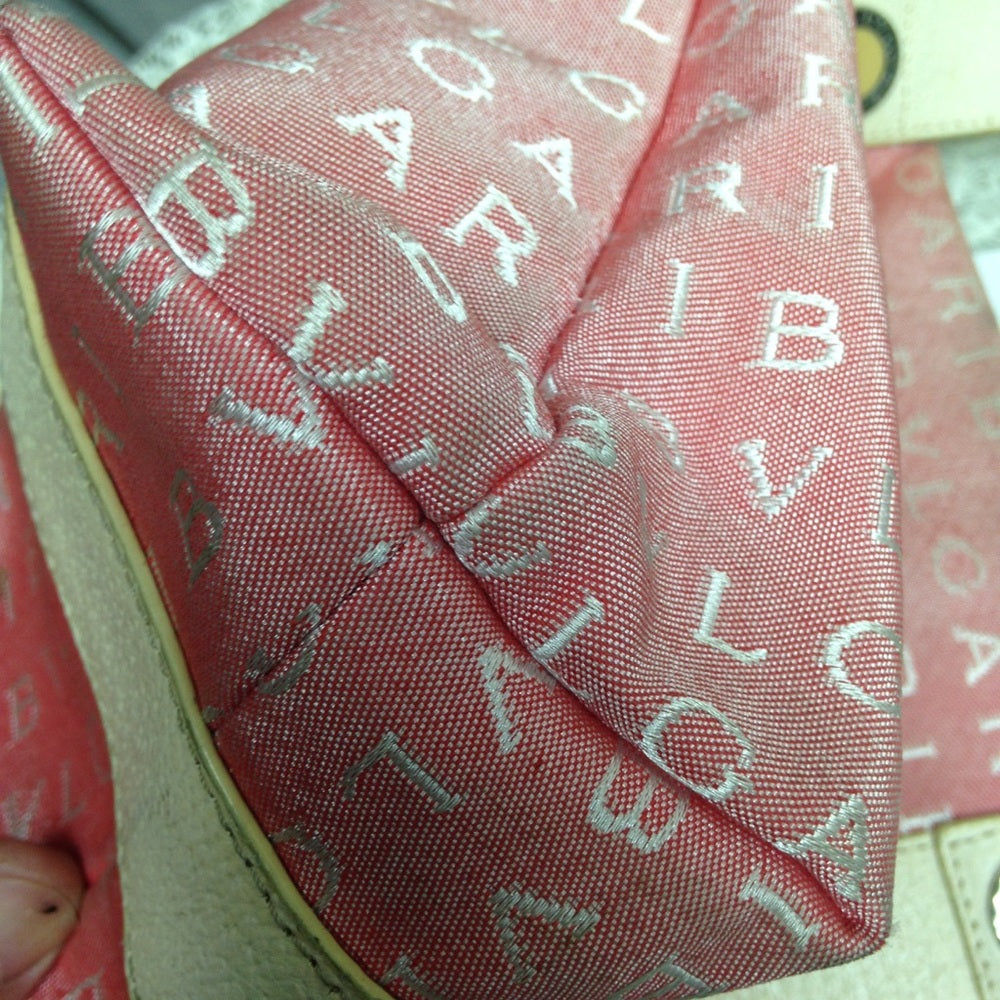 Bulgari Pink mono canvas Leather trim Shoulder bag