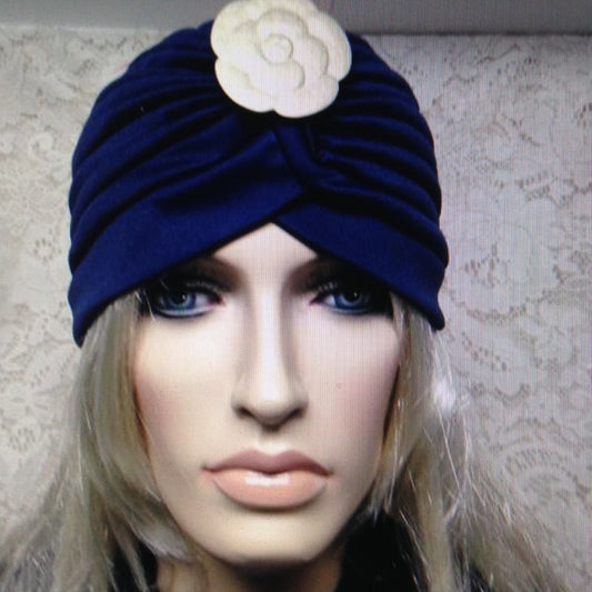 Fabulous Dk Blue Cloche, Turban, Flapper Style Hat