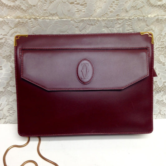 Cartier Burgundy Leather Clutch-Crossbody