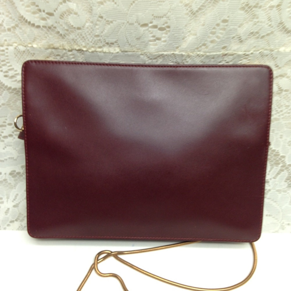 Cartier Burgundy Leather Clutch-Crossbody