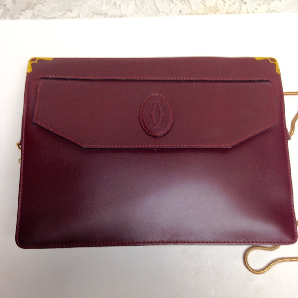 Cartier Burgundy Leather Clutch-Crossbody