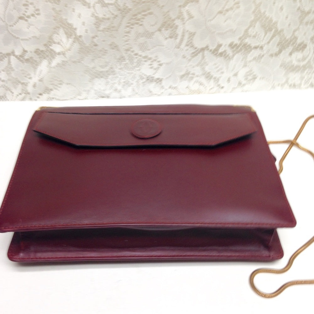 Cartier Burgundy Leather Clutch-Crossbody