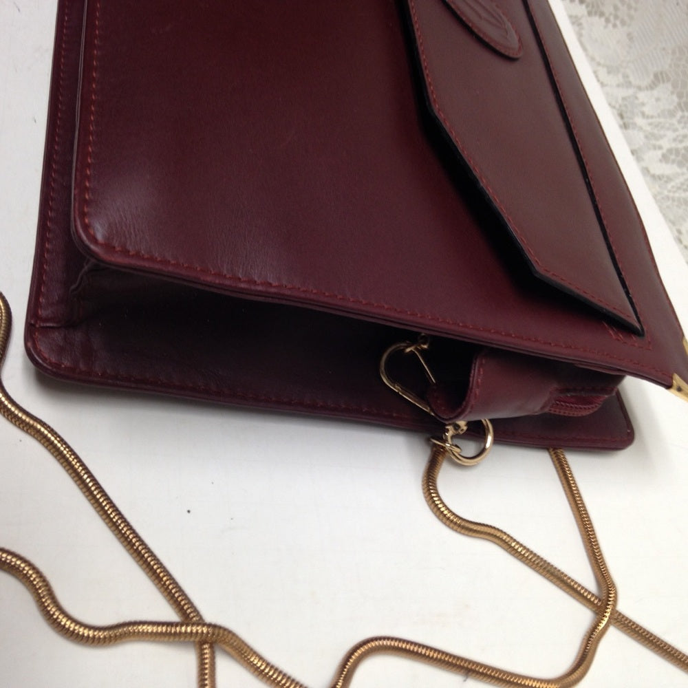 Cartier Burgundy Leather Clutch-Crossbody