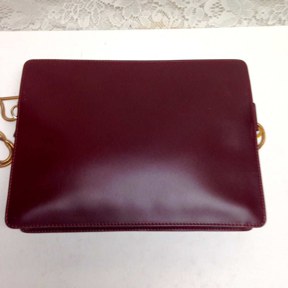 Cartier Burgundy Leather Clutch-Crossbody