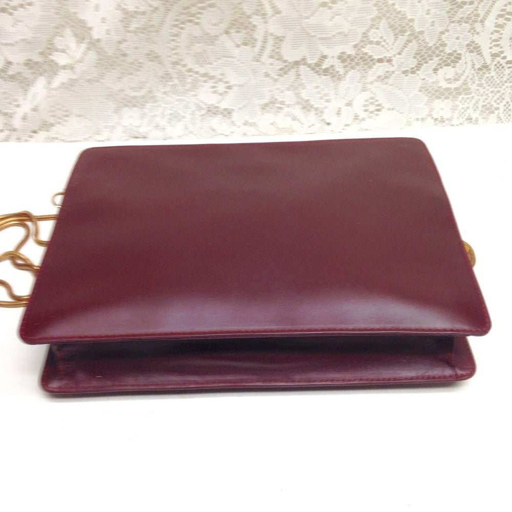 Cartier Burgundy Leather Clutch-Crossbody