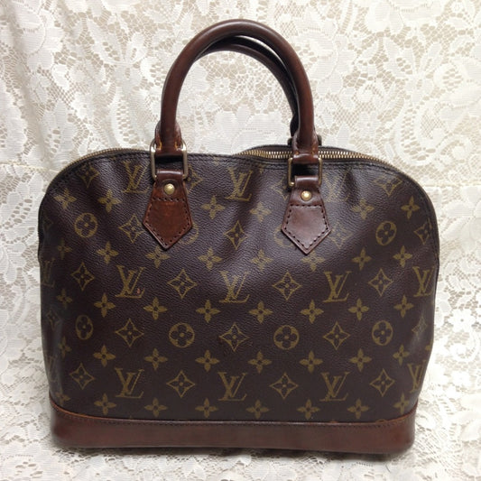 Louis Vuitton Alma Handbag w/ Dk Brown Leather Tri