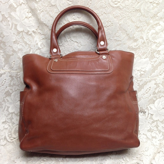 Celine Brown Leather Large Handbag-Tote 13x13x5in