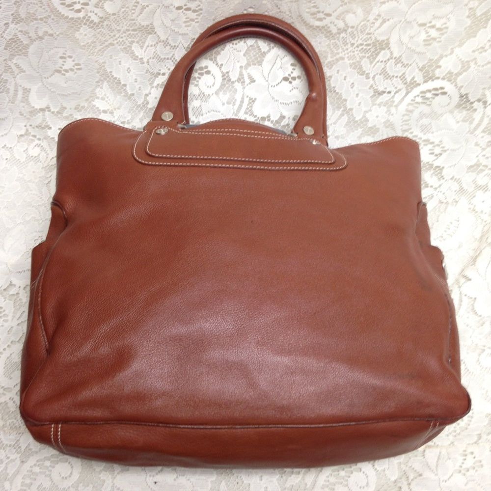 Celine Brown Leather Large Handbag-Tote 13x13x5in