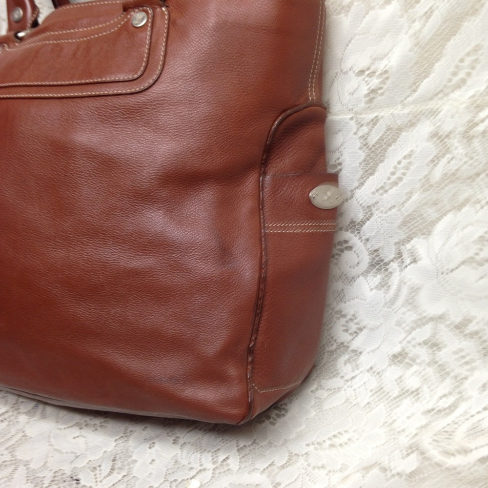 Celine Brown Leather Large Handbag-Tote 13x13x5in