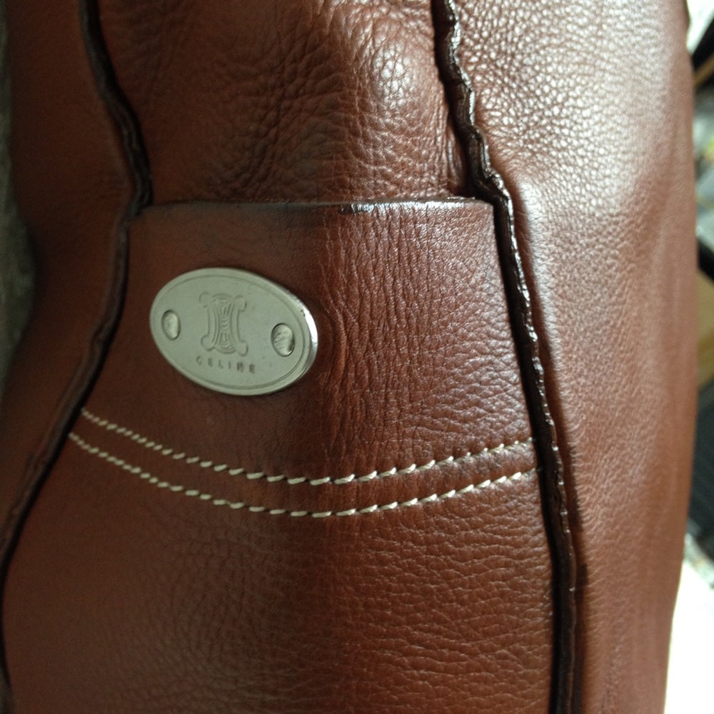 Celine Brown Leather Large Handbag-Tote 13x13x5in