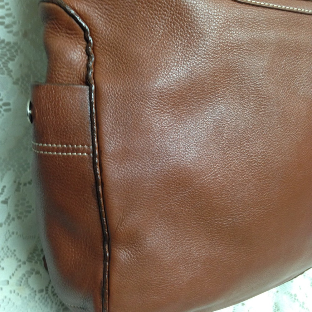 Celine Brown Leather Large Handbag-Tote 13x13x5in