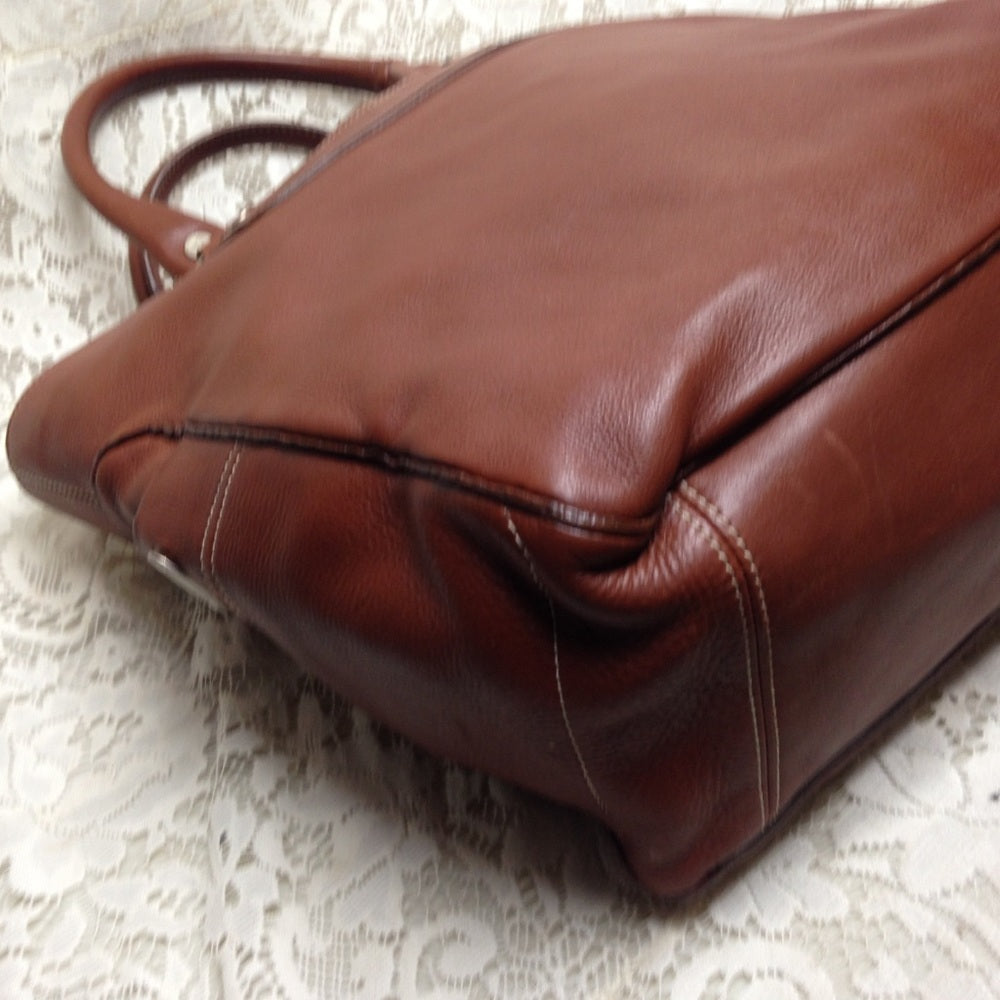 Celine Brown Leather Large Handbag-Tote 13x13x5in