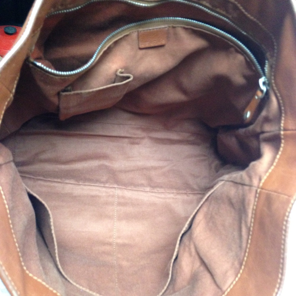 Celine Brown Leather Large Handbag-Tote 13x13x5in