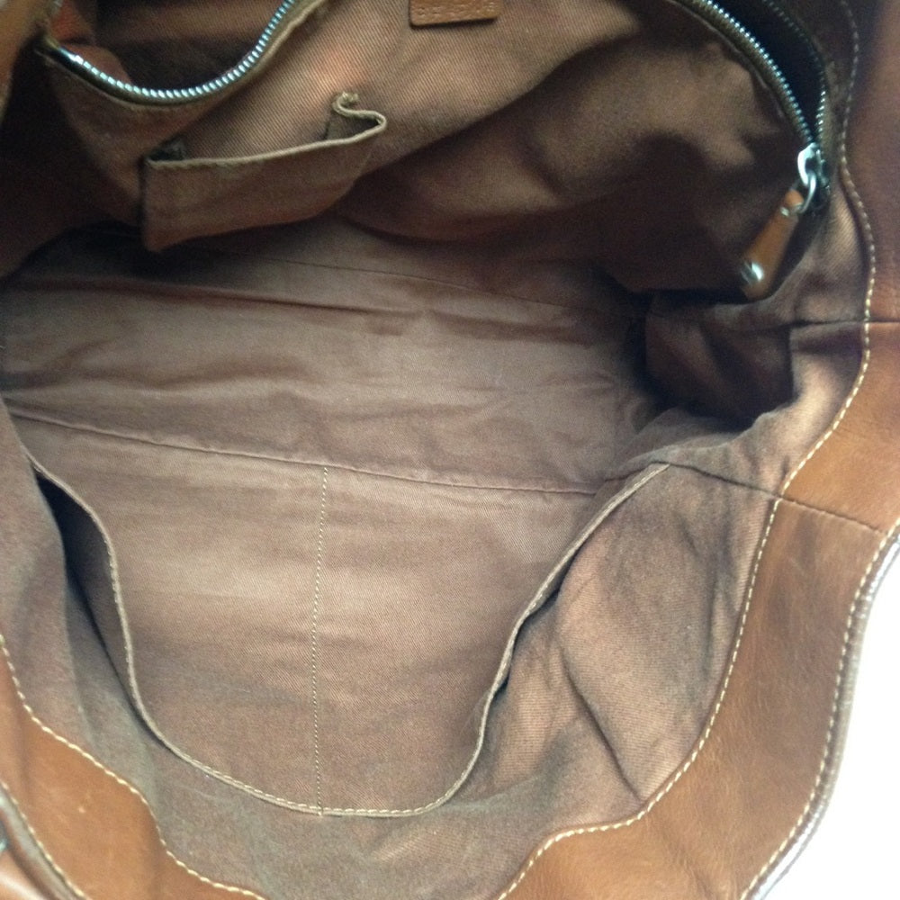 Celine Brown Leather Large Handbag-Tote 13x13x5in