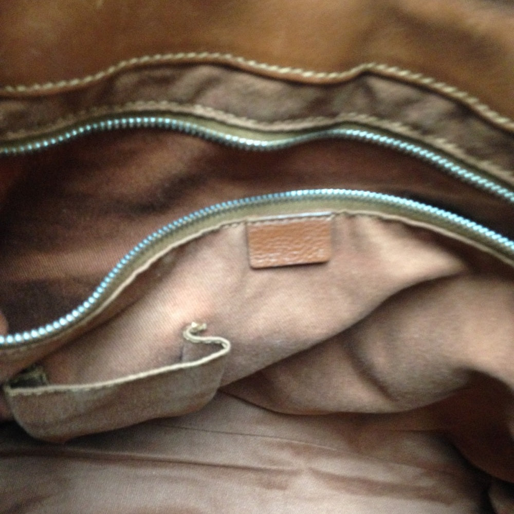 Celine Brown Leather Large Handbag-Tote 13x13x5in