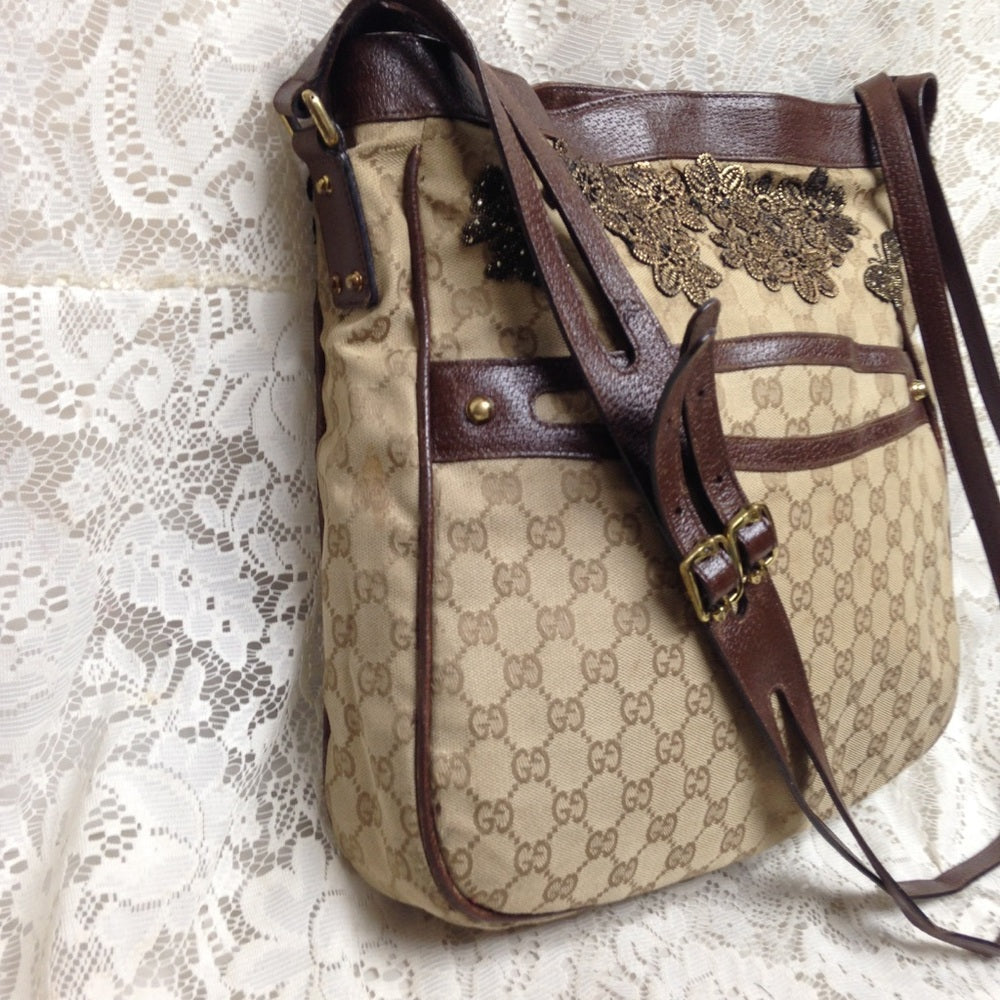 Vintage Gucci Italy, Brown Mono Shoulder Bag