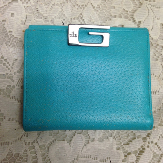 Gucci Aqua-Blue Leather Compact Bi-fold Wallet