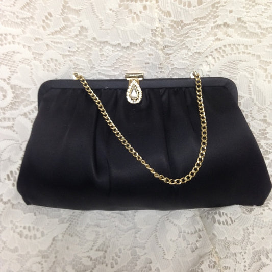 Elegant Black Evening Purse With Rhinestones