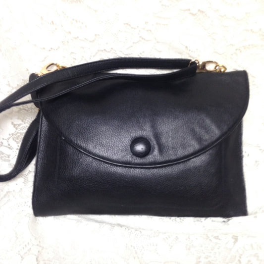 Vintage, Hudsons Black Leather Envelope-Crossbody