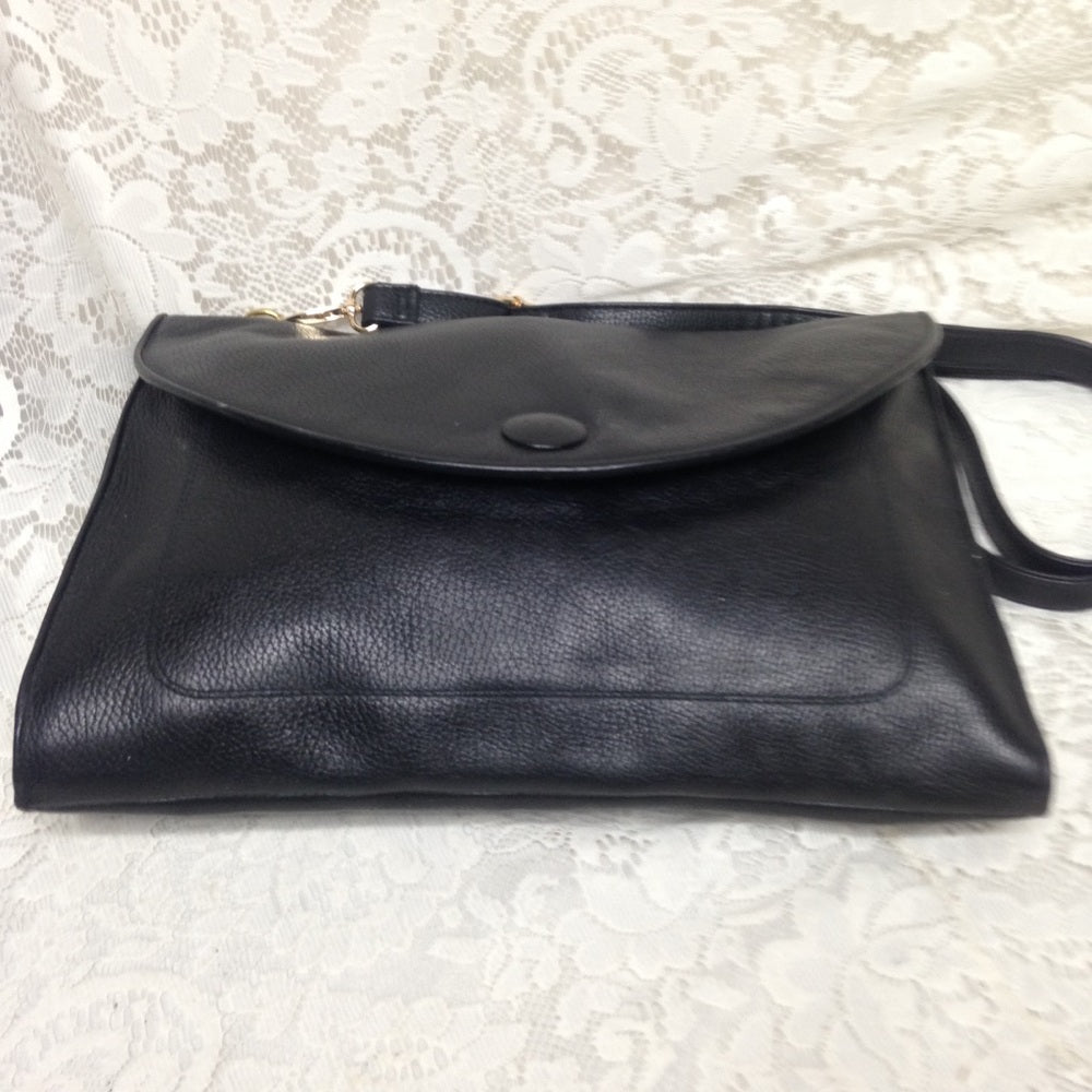 Vintage, Hudsons Black Leather Envelope-Crossbody