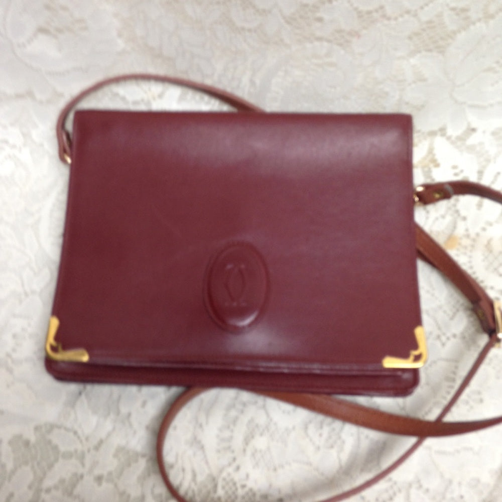 Cartier Burgundy Leather Clutch-Wristlet Crossbody