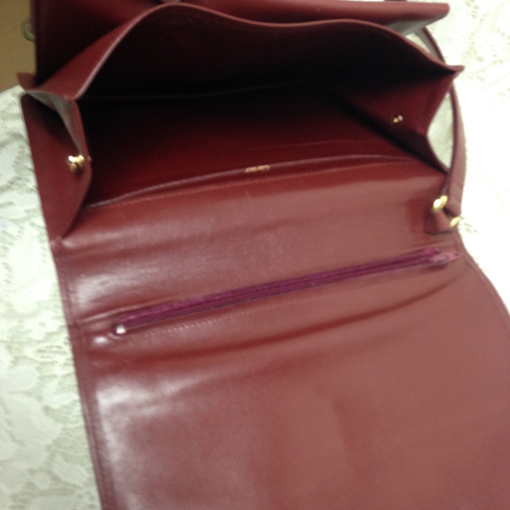 Cartier Burgundy Leather Clutch-Wristlet Crossbody