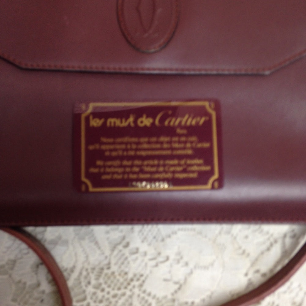 Cartier Burgundy Leather Clutch-Crossbody