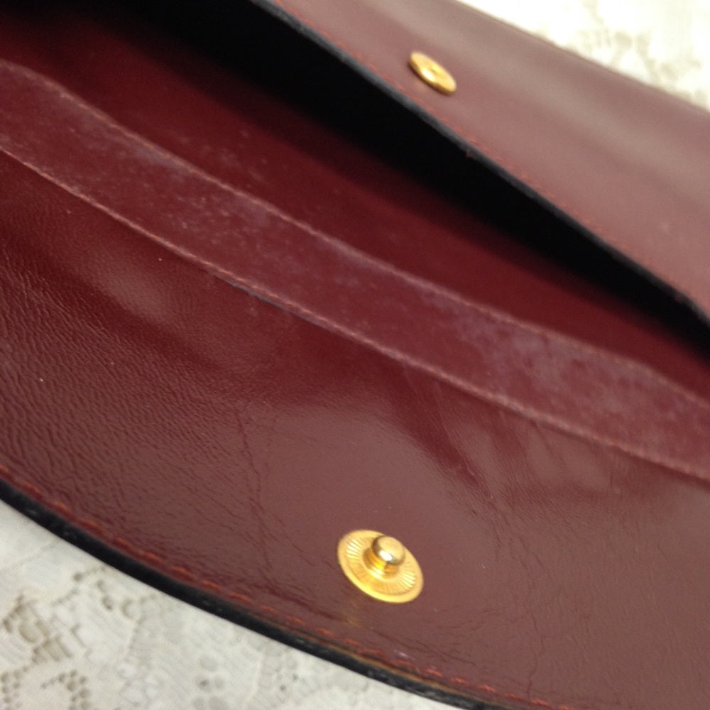 Cartier Burgundy Leather Clutch-Crossbody