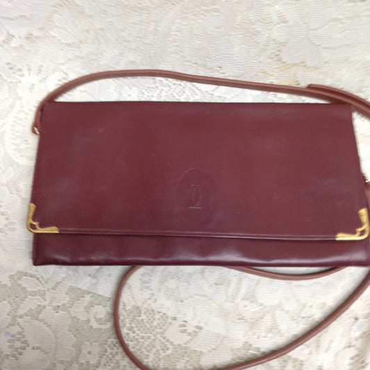 Cartier Burgundy Leather Clutch-Crossbody