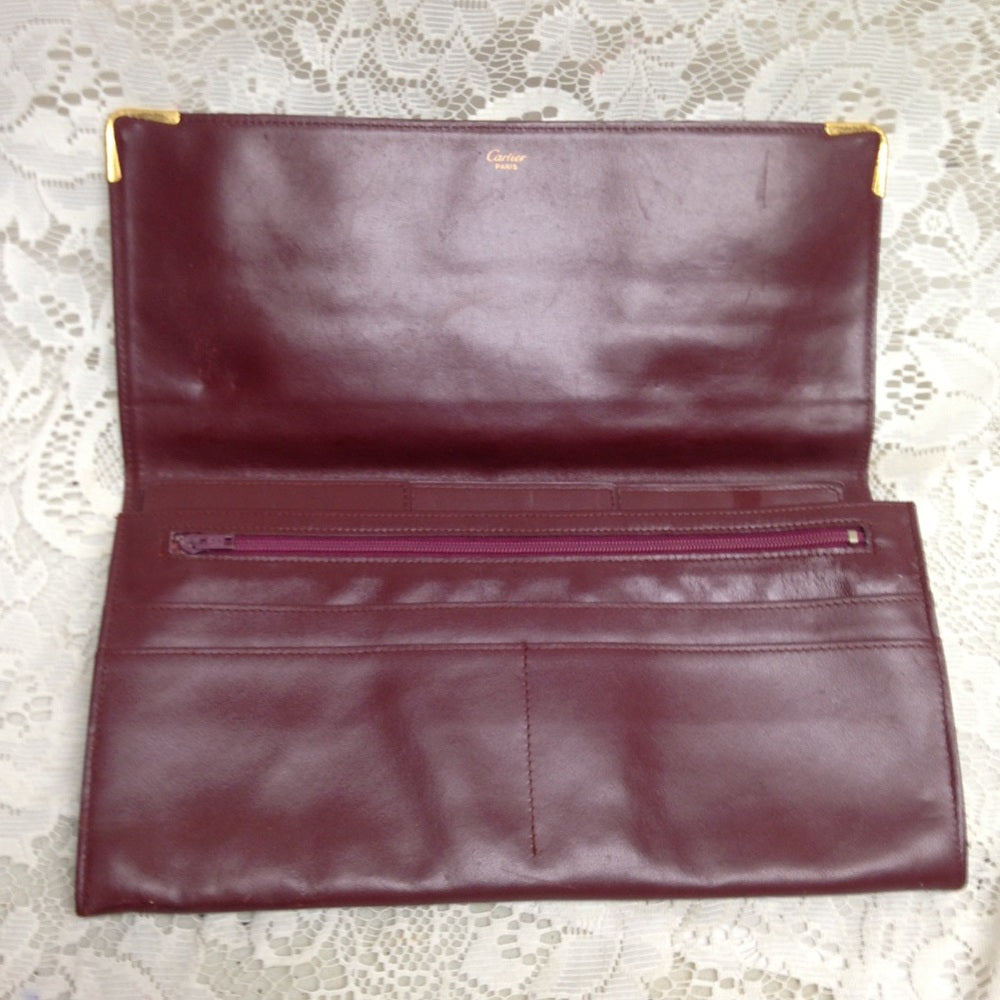 Cartier Burgundy Leather Clutch-Crossbody