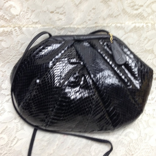 Vintage , Spects Black Snakeskin Clutch- Crossbody