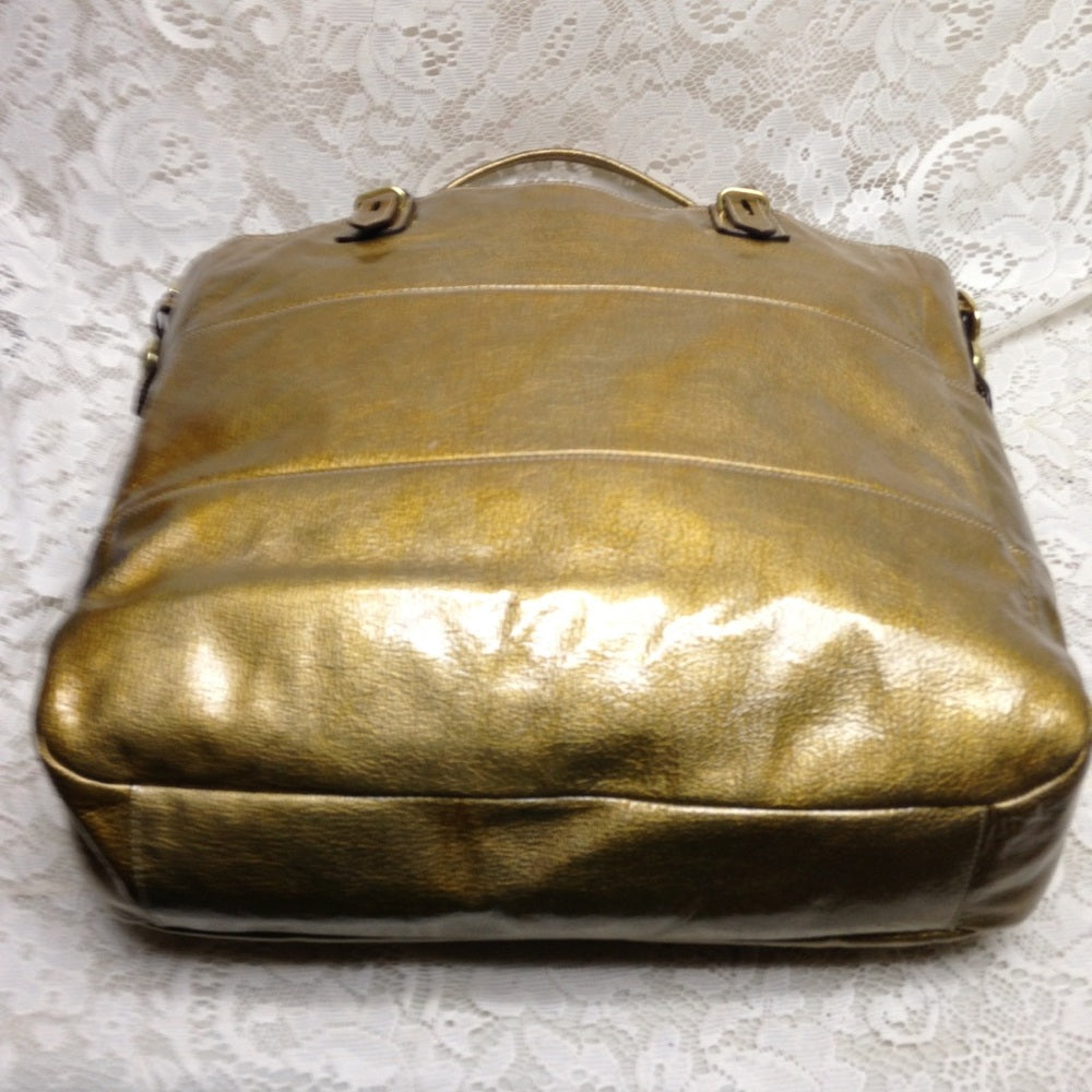 Authentic Coach Gold Vernis Enamel Shoulder Bag