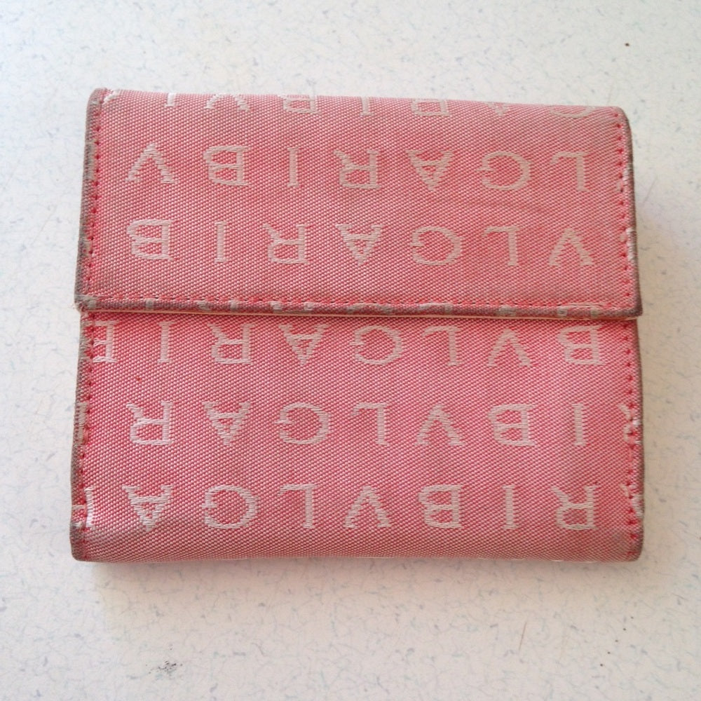 Bulgari Pink Mono Canvas compact Bi-fold Wallet