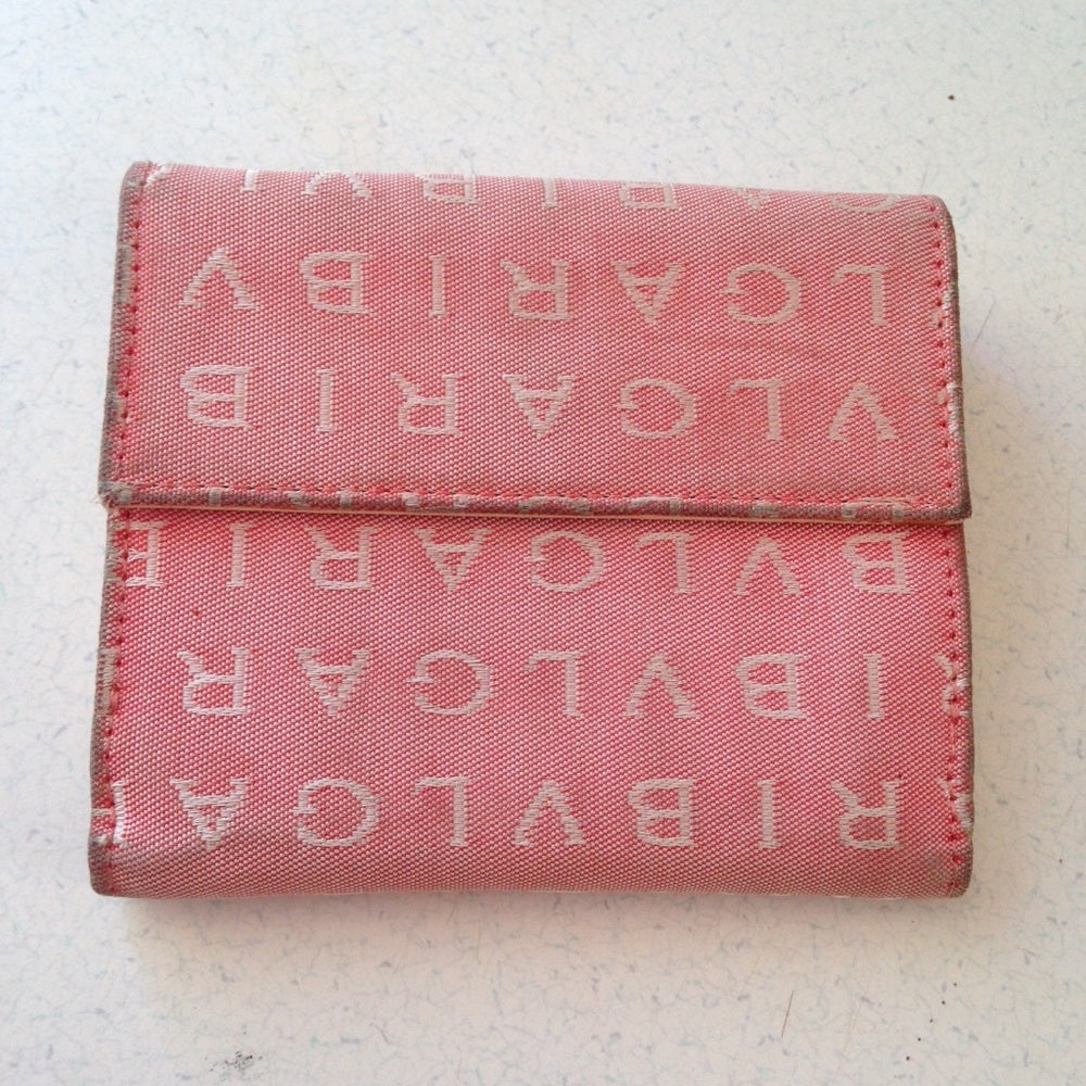 Bulgari Pink Mono Canvas compact Bi-fold Wallet