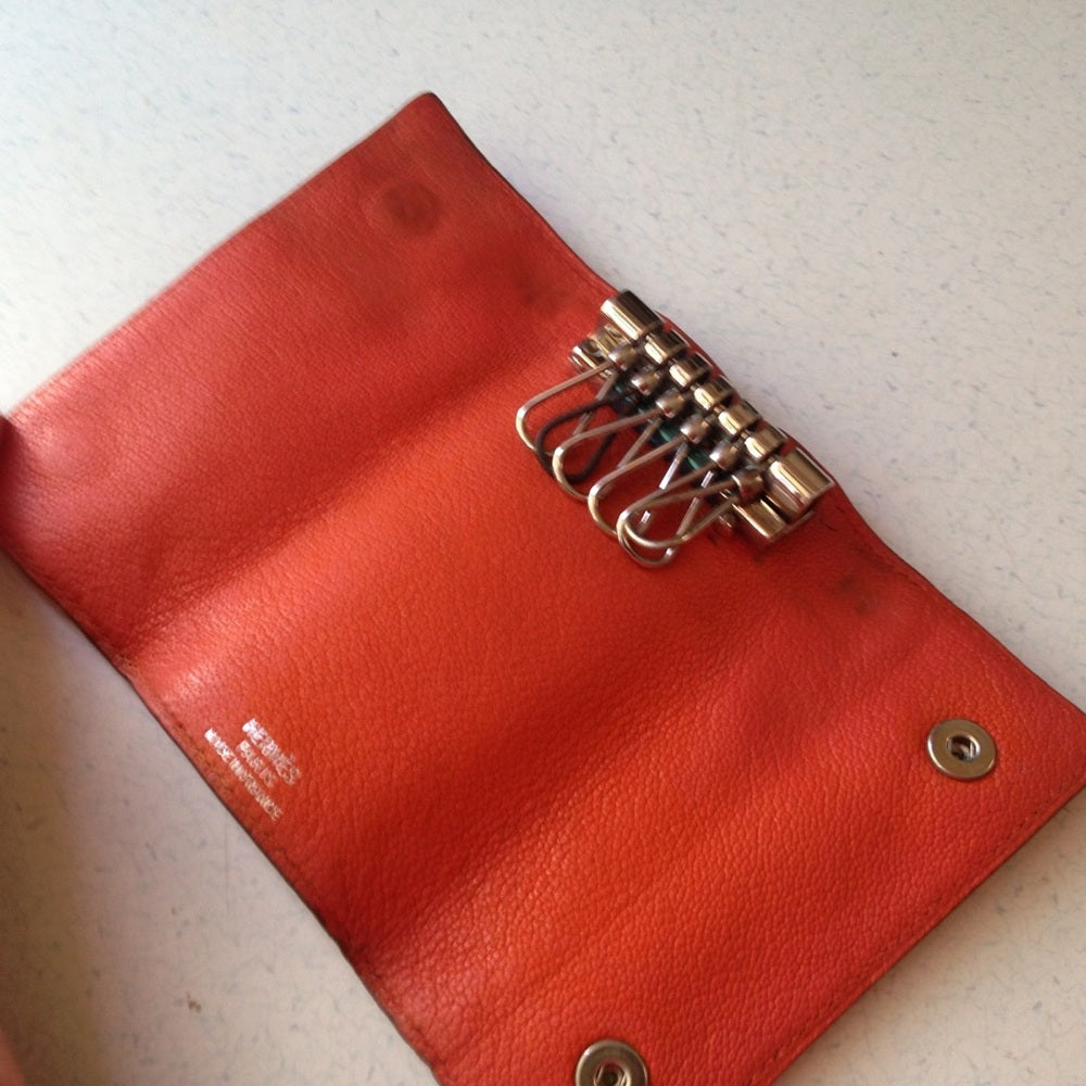 Hermes Tangerine Leather 6-Hooks Key Case