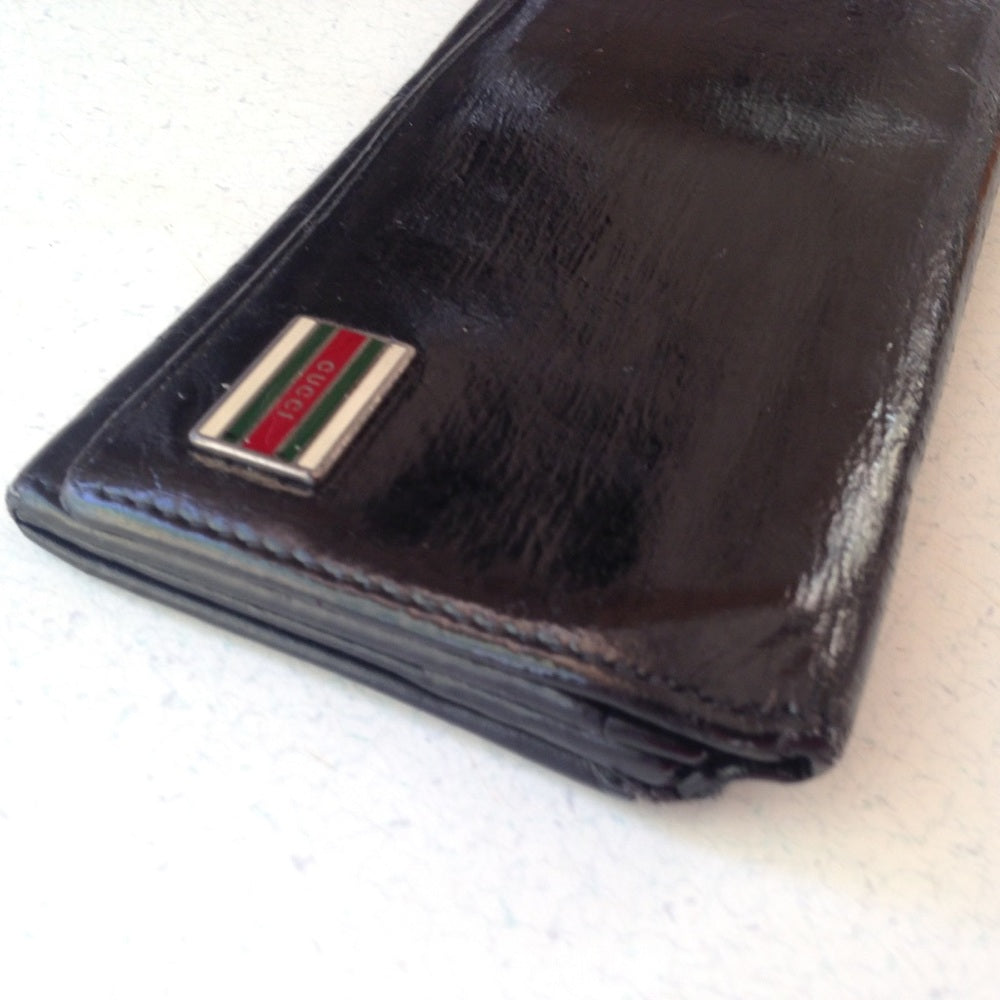 Vintage, Authentic,Gucci Black Leather Long Wallet