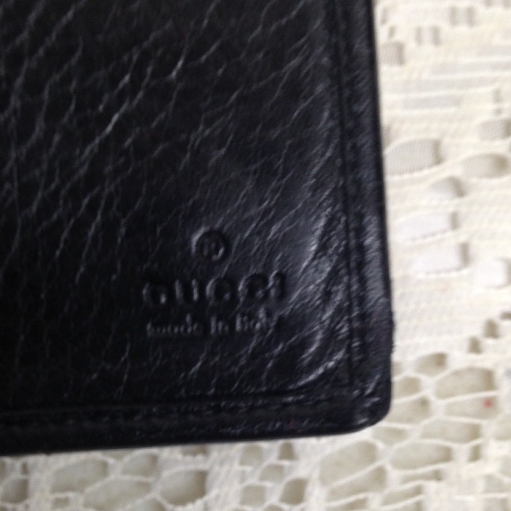Vintage, Authentic,Gucci Black Leather Long Wallet