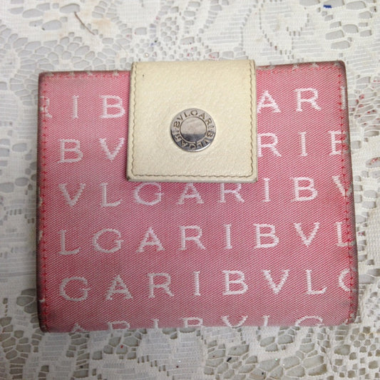 Bulgari Pink Mono Canvas compact Bi-fold Wallet