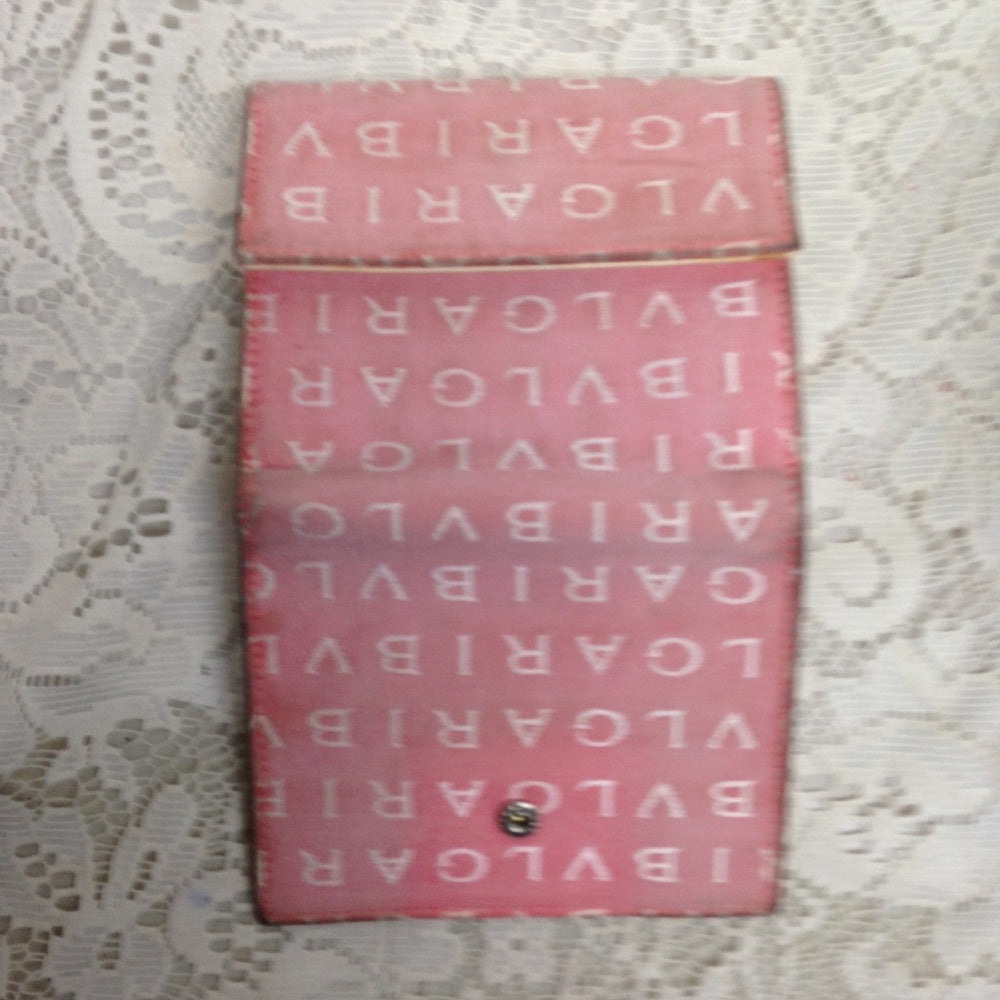 Bulgari Pink Mono Canvas compact Bi-fold Wallet