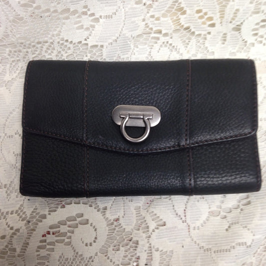 Vintage Black Leather Long Wallet