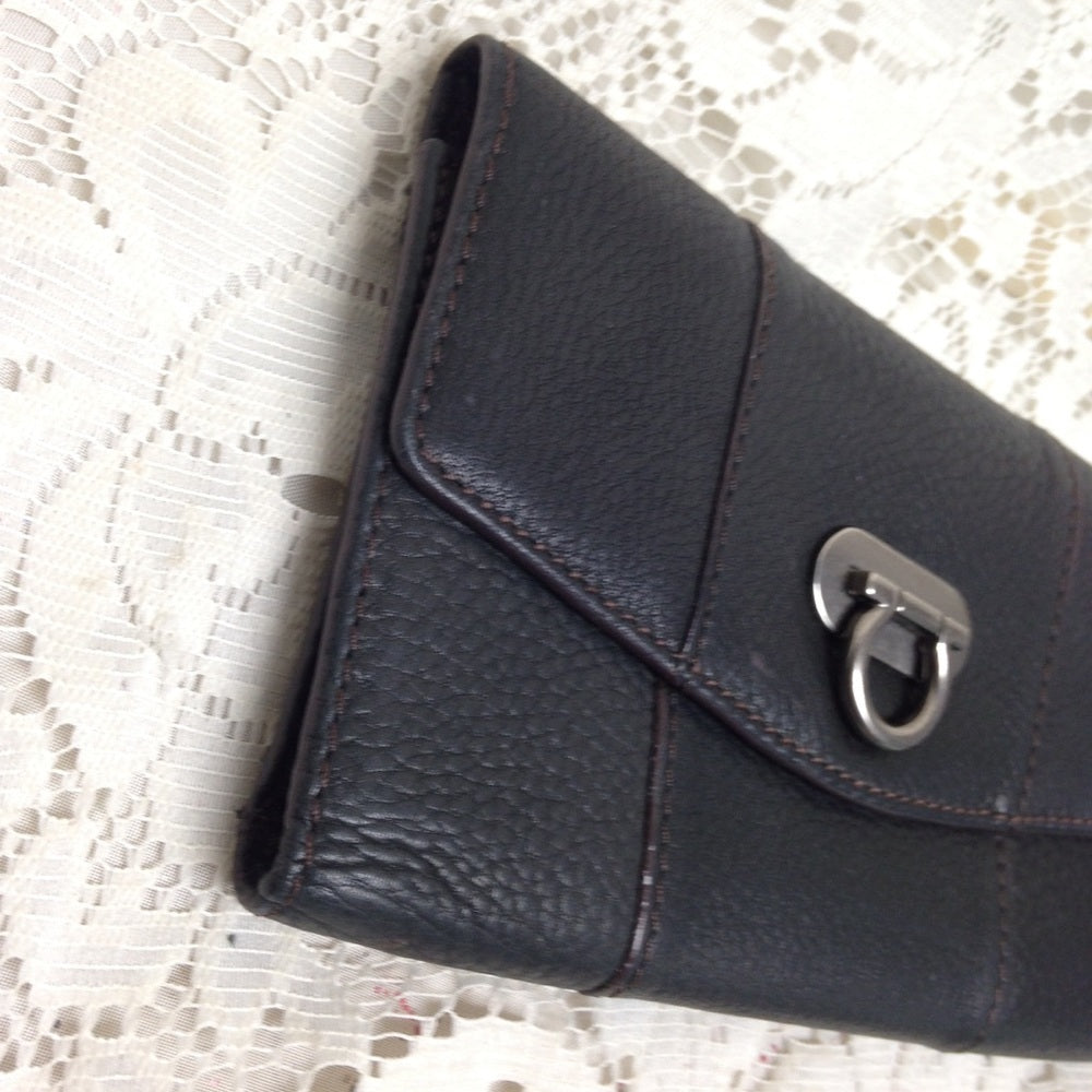 Vintage Black Leather Long Wallet